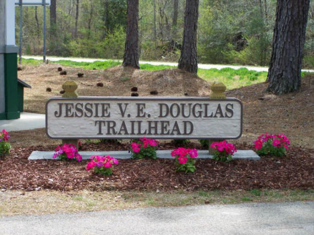 Jessie V. E. Douglas trailhead sign